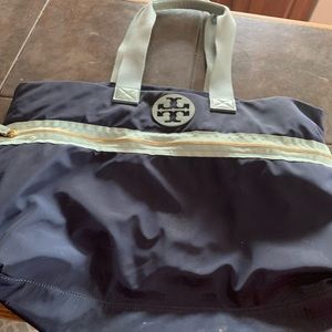 Tory Burch nylon tote! Navy with light blue accents
